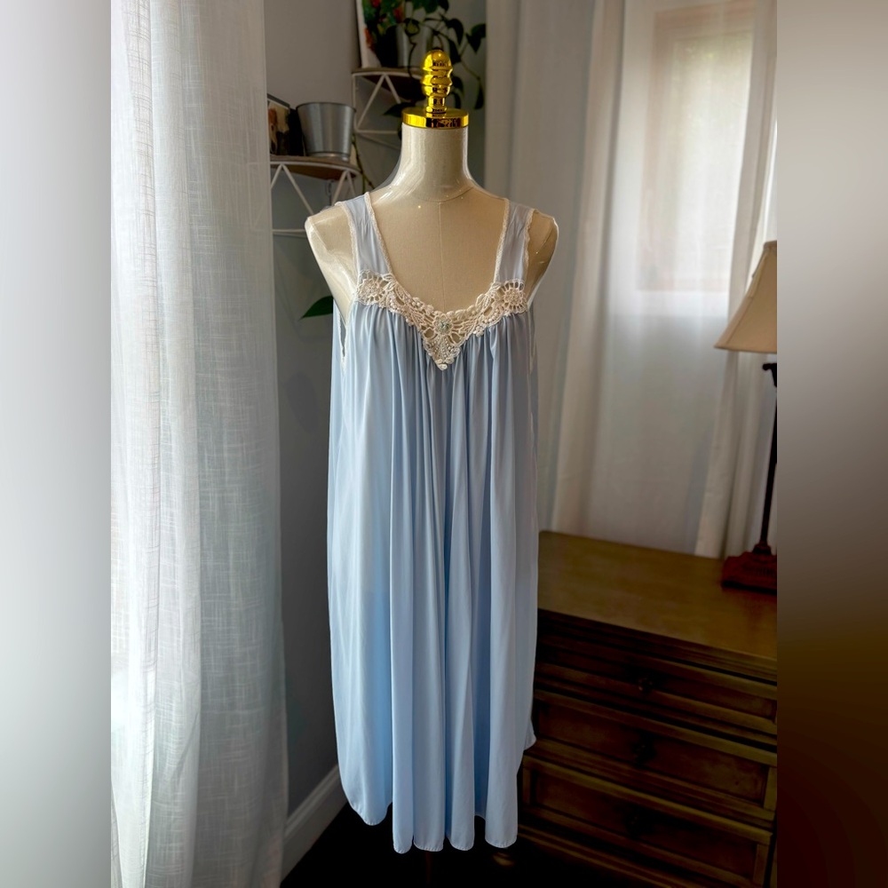💙 SOLD 💙 Miss Elaine Light Blue Chemise with Lace Detail